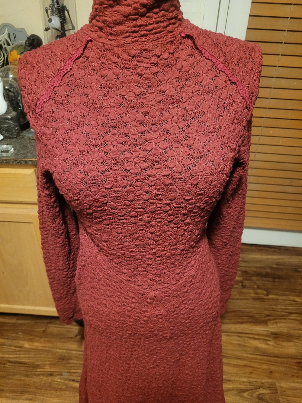 Ribbed Long Sleeve Maxi Dress in Deep Red - Picture 6 of 12